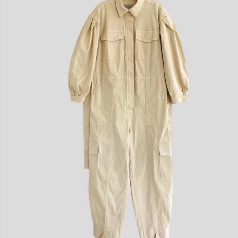 NEW Banana Republic Flightsuit Jumpsuit Beige SMALL Moleskin $190